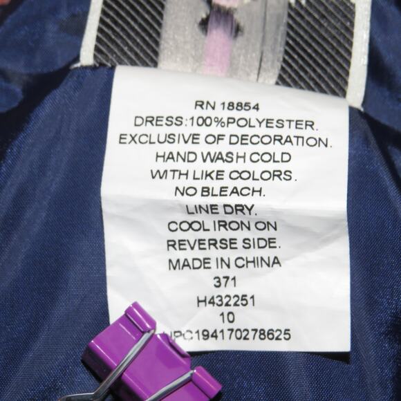 Rare Editions Navy Velvet Floral Print Sleeveless Girls Dress - Picture 6 of 6